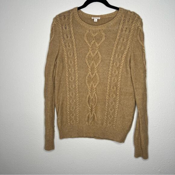 Gap Cable Knit Camel Tan Crewneck Sweater Women's size M - Picture 1 of 4